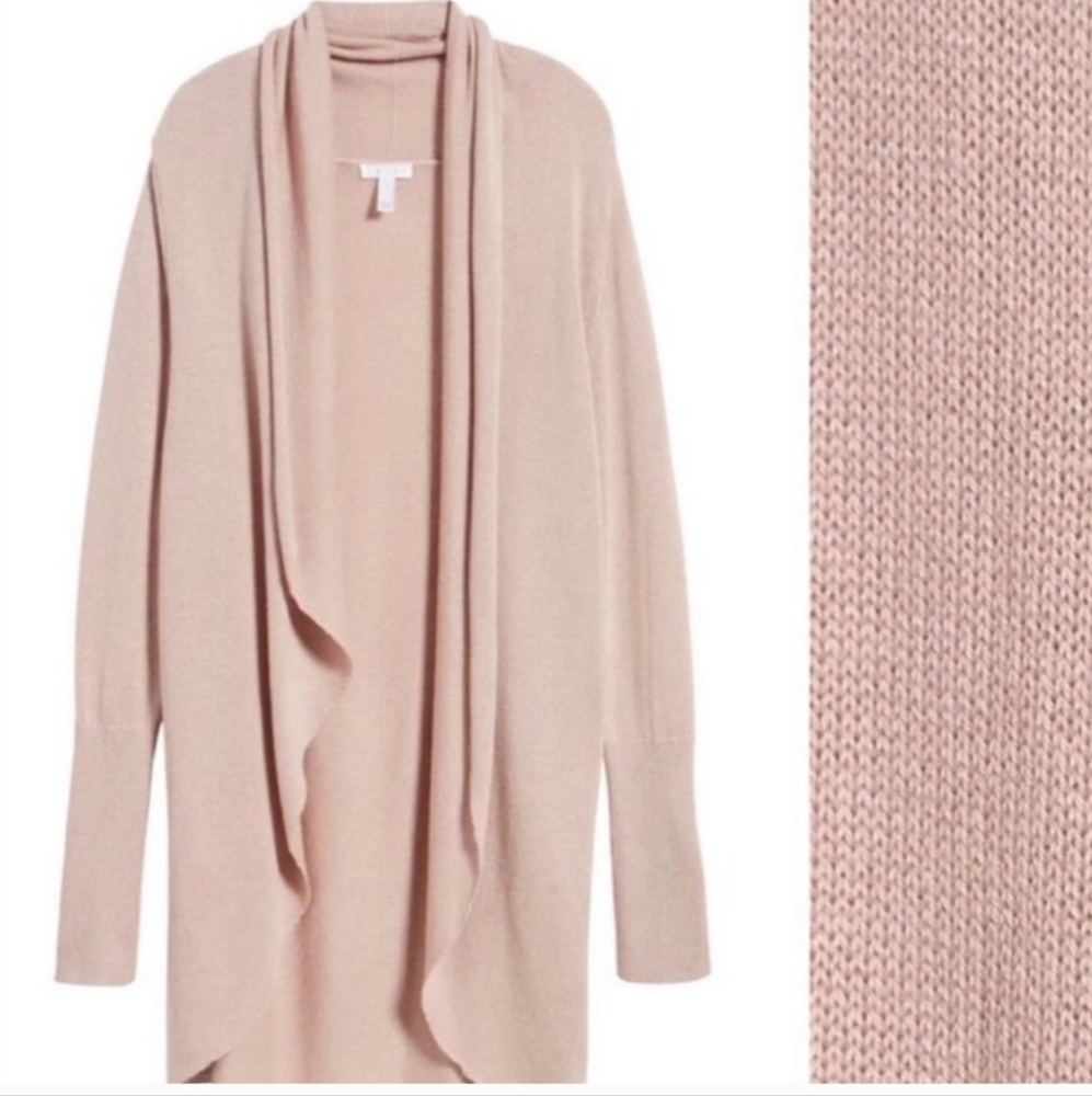Anthropologie Leith Dusty Pink Open Front Drape Pocket Cardigan Xs